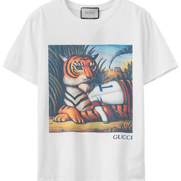 Белая футболка с рисунком "Тигр" 9489-1