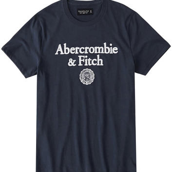 Темно-синяя мужская футболка прямого кроя Abercrombie & Fitch 9655-1