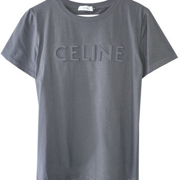 Серая футболка с объемной надписью Celine 20442-1