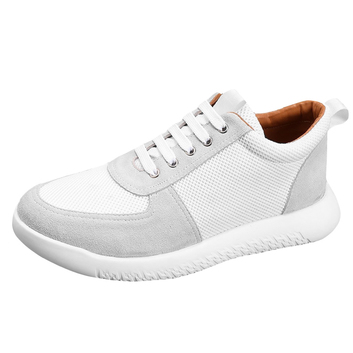 Белые мужские кроссовки с замшевыми вставками Hermes 9646-1