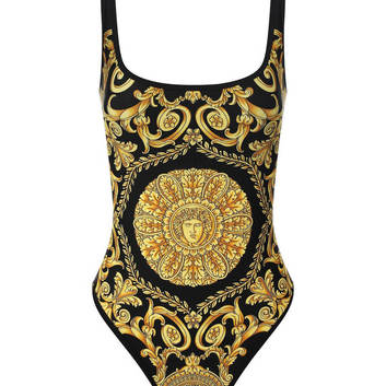 Закрытый черно-золотой купальник Versace 14467-1