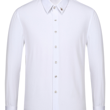 Белая классическая рубашка с мини-брошкой 20637