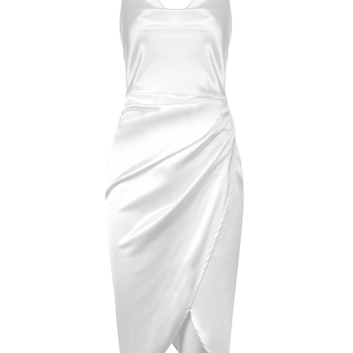 Белое платье-комбинация с драпировкой 20754