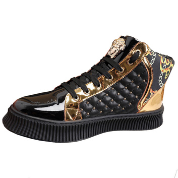 Кожаные ботинки с декором Versace 20814