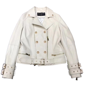 Белая куртка косуха Balmain 8886-1