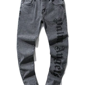 Серые джинсы с надписью Palm Angels 25037