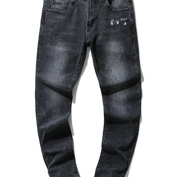 Мужские черные джинсы с декором Off-White 25038