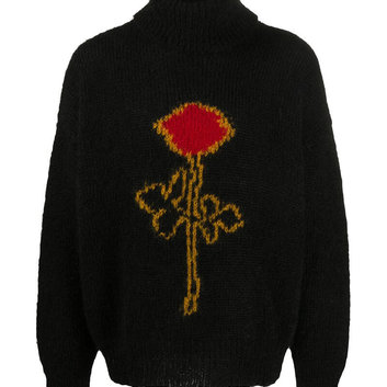 Черный свитер с розой Palm Angels 25116