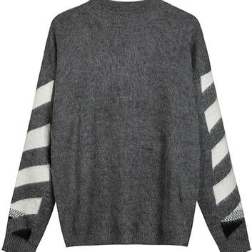 Теплый свободный свитер темно-серого цвета OFF-WHITE 25133