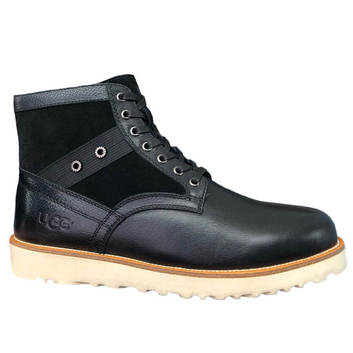 Черные мужские ботинки из кожи с овчиной UGG 25188