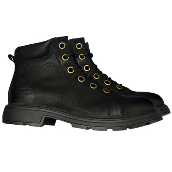 Теплые черные кожаные ботинки UGG 25174