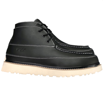 Черные кожаные ботинки на овчине UGG 25180