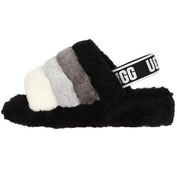 Черные тапочки-сандалии на овчине UGG 16091
