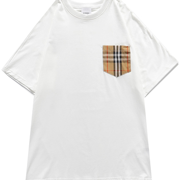 Хлопковая футболка с декором в клетку и карманом 25165