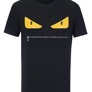 Мужская черная футболка Fendi со змейкой 6503-2