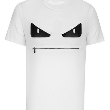 Белая мужская футболка Fendi со змейкой 6503-3