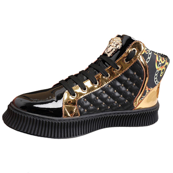 Кожаные черные ботинки с декором Versace 20814-1