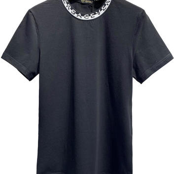 Однотонная черная хлопковая футболка Versace 20571-1