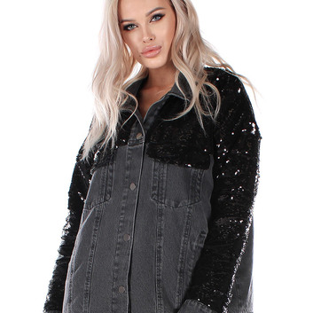 Куртка JEANS PAILETTE BLACK Krutyakov 25543