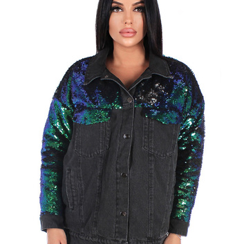 Куртка JEANS PAILETTE GREEN Krutyakov 25545