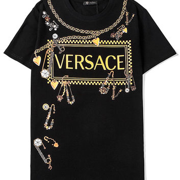 Мужская черная футболка с декором Versace 20166-1