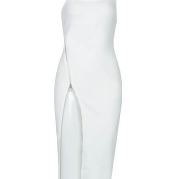 Белое платье с молнией Herve Leger 20868-1