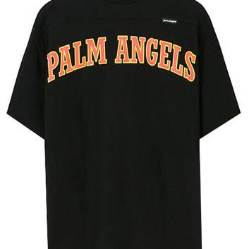 Свободная черная футболка с яркой надписью Palm Angels 18022-1