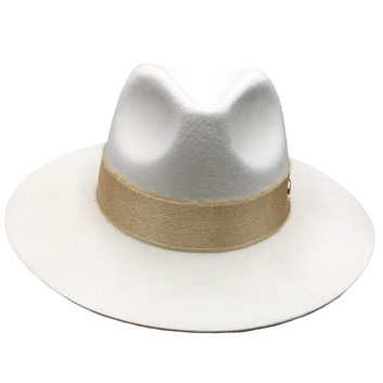 Женская фетровая шляпа белого цвета 16254