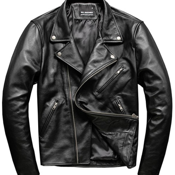 Мужская черная куртка-косуха из кожи 25687