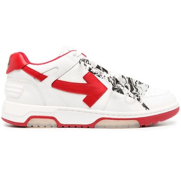Белые кроссовки с красным декором Off-white 16291