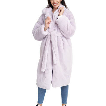 Роскошная лиловая шуба 15554-1