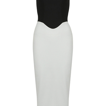 Черно-белое бандажное платье Herve Leger 25920