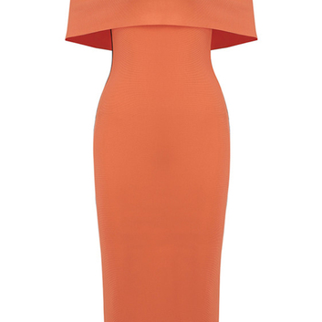 Оранжевое платье с оборкой Herve Leger 25924