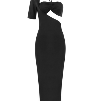Черное платье с лифом Herve Leger 25929