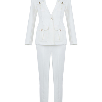 Белый костюм с карманами Herve Leger 25932
