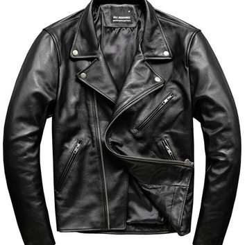 Мужская черная кожаная куртка-косуха 25687-1