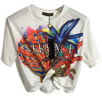 Укороченная футболка с узлом Versace 26030