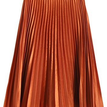Плиссированная оранжевая юбка средней длины 26111
