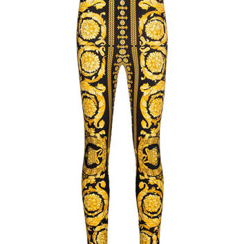 Черно-золотые женские леггинсы Versace 16331