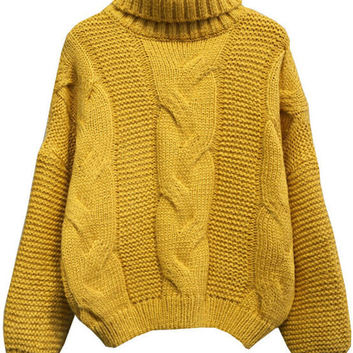 Теплый желтый свитер оверсайз 14956-3