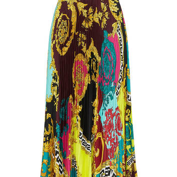 Плиссированная длинная разноцветная юбка Versace 9432-1