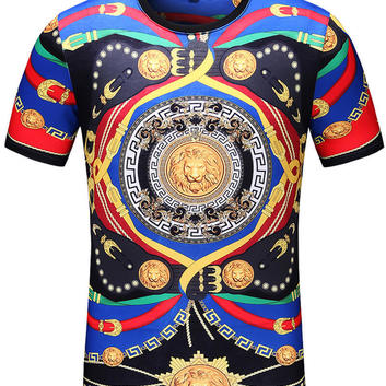 Мужская оригинальная футболка с ярким дизайном Versace 20011-1