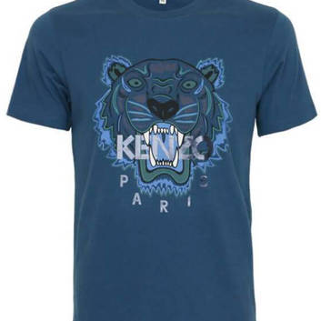 Синяя мужская футболка с рисунком KENZO 9397-1