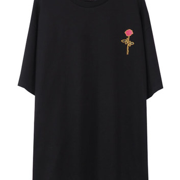 Черная футболка "Роза" Palm Angels 25625-1