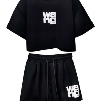 Хлопковый черный костюм для девушек Alexander Wang 26545