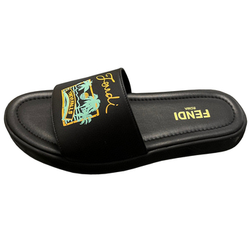 Кожаные шлепанцы с рисунком FENDI 26571