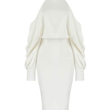 Потрясающее женское белое платье с открытой спиной 15525-1