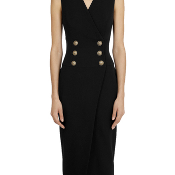 Двубортное платье с пуговицами Balmain 26608