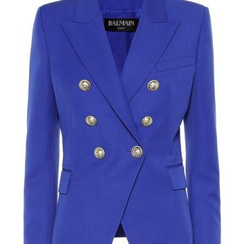 Синий двубортный пиджак Balmain 26625