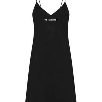 Короткое черное платье-комбинация Vetements 26250-1